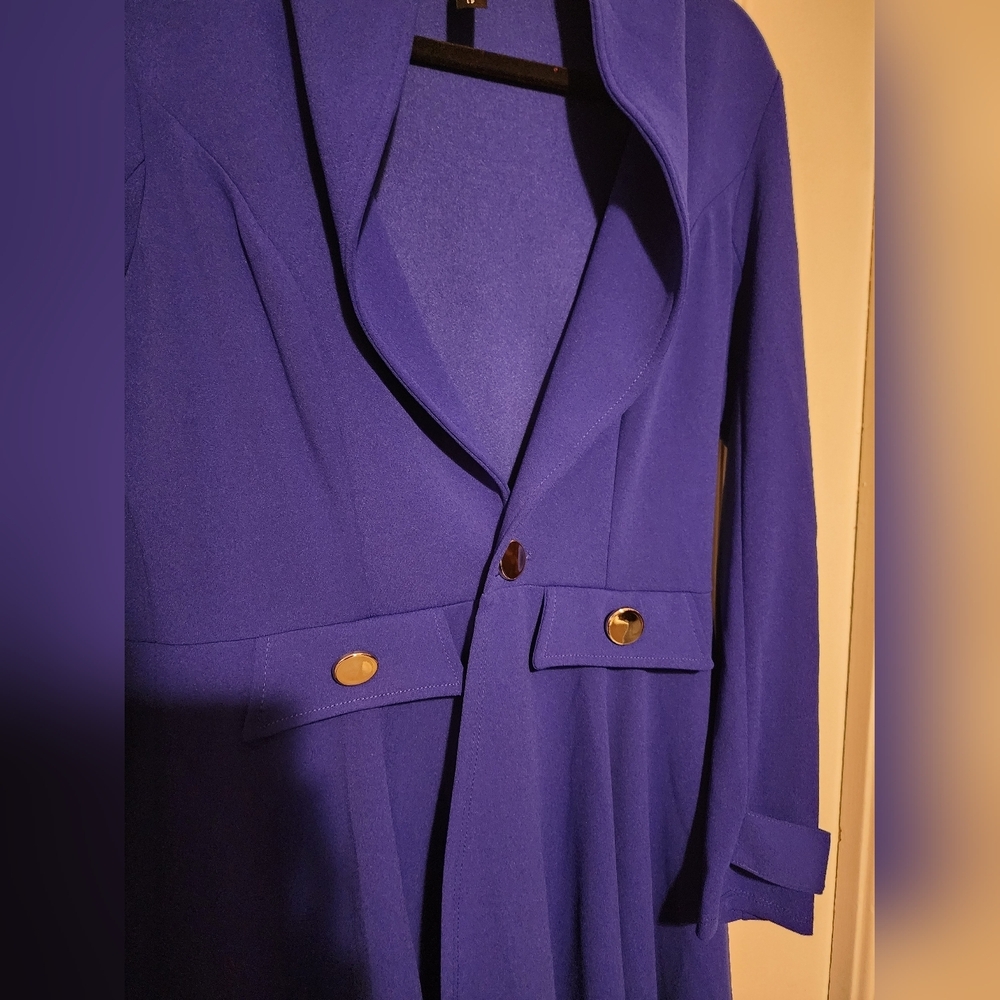 Trende Blue Flowy Lightweight Coat Size L - Picture 4 of 6